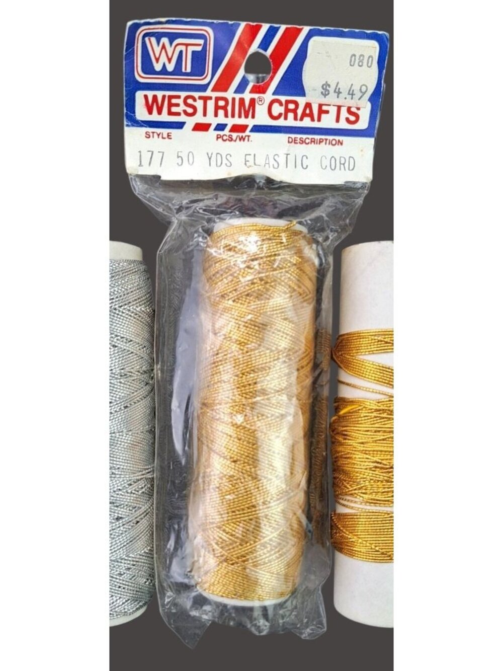 Vintage Westrim Metallic Elastic Cord 100+ Yards Gold & Silver Craft Supplies - Picture 5 of 7